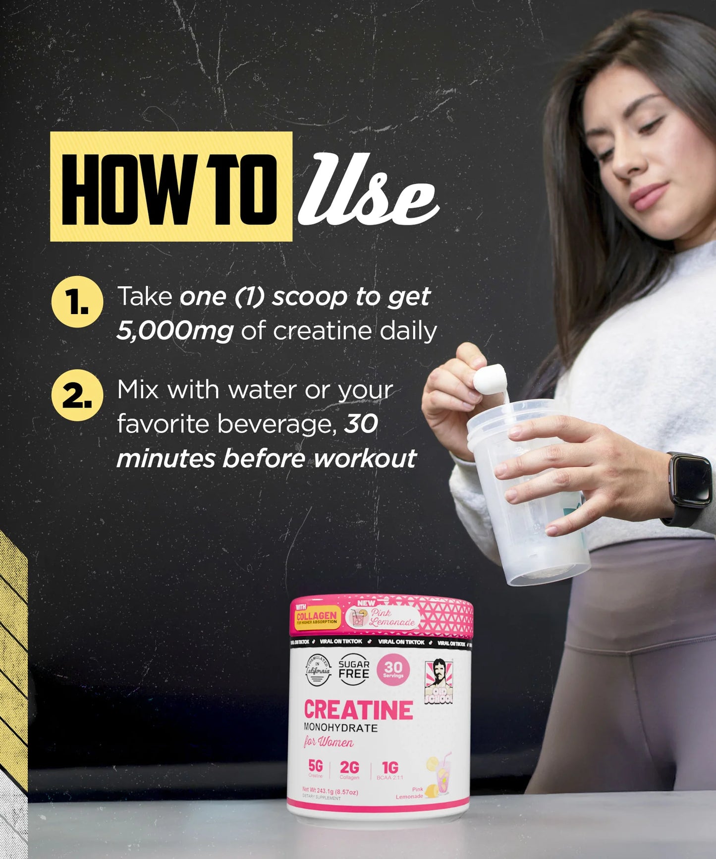 💪 Old School Labs Creatina Monohidratada para Mujeres – 240g
