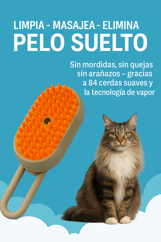 Cepillo Automático a Vapor 3 en 1 para Mascotas