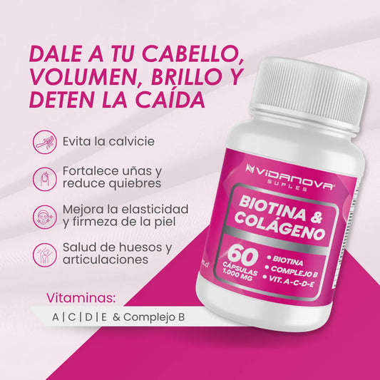 Biotina + Colágeno – Cabello, Piel y Uñas Radiantes