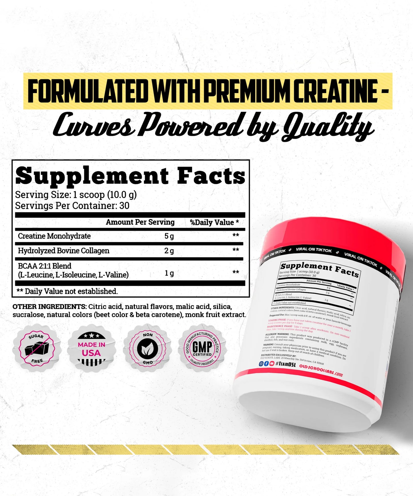 💪 Old School Labs Creatina Monohidratada para Mujeres – 240g