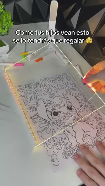 💡 Pizarra Acrílica LED con Marcadores Fluorescentes – ¡Dibuja y Decora con Luz!